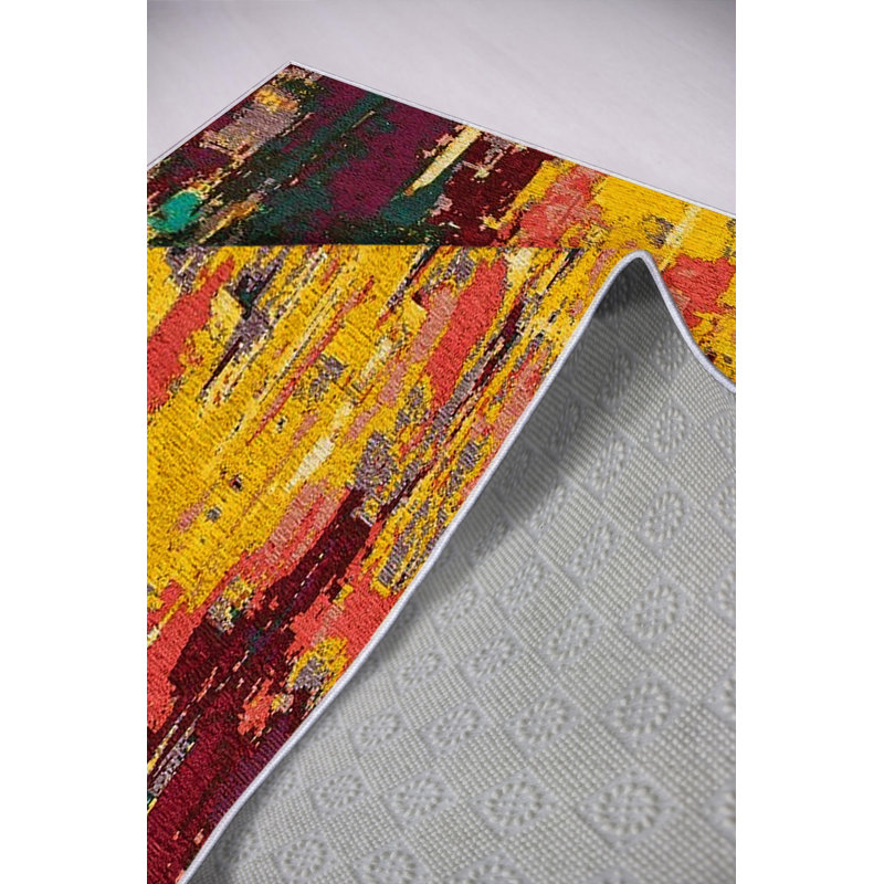Eco-Friendly Area Rug (5.9 x 9.2 ft), 100% Polyester, 650 g/m² | Antibacterial, Non-Slip PVC Dot Underside, 0.2 in Pile Height | Machine Washable, Digital Print Design for Modern Home Décor, Durable & Easy Care