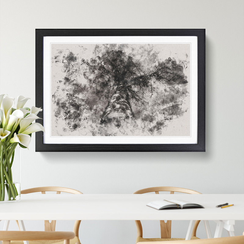 Birch Tree - Picture Frame Painting, 48cm H x 65cm W x 2cm D, Black