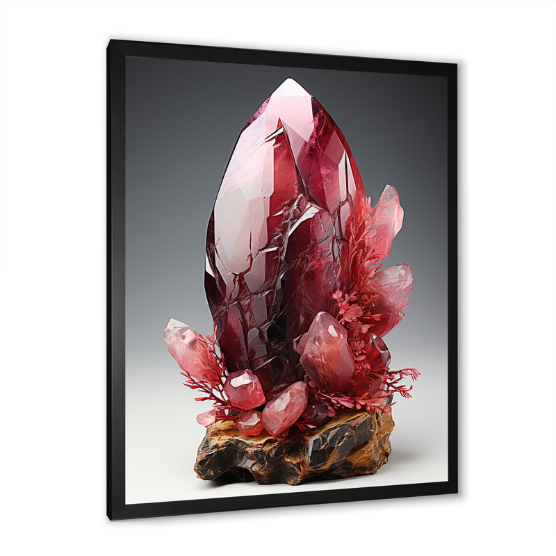 Pierre spirituelle rouge rhodonite - impression, H 32 po x l 24 po x P 1 po, Cadre photo noir