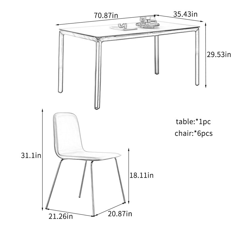 Stylish Dining Table Sets with Strong Features., 29.53"H x 70.87"L x 35.43"W