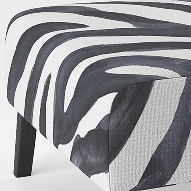 Zebra Striped - Upholstered Accent Slipper Chair, Dark Grey/White