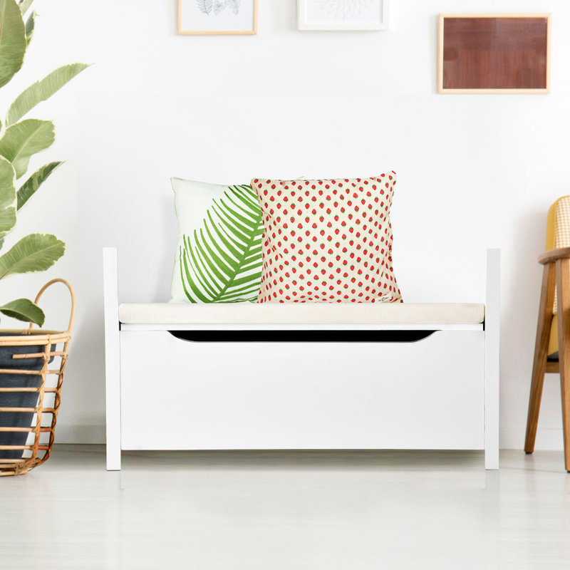Kiera-Clare Upholstered Bench with Shoe Storage, White