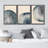 Navy Blue Wood Tree Ring Framed On Canvas 3 Pieces Print-91874707-91874703