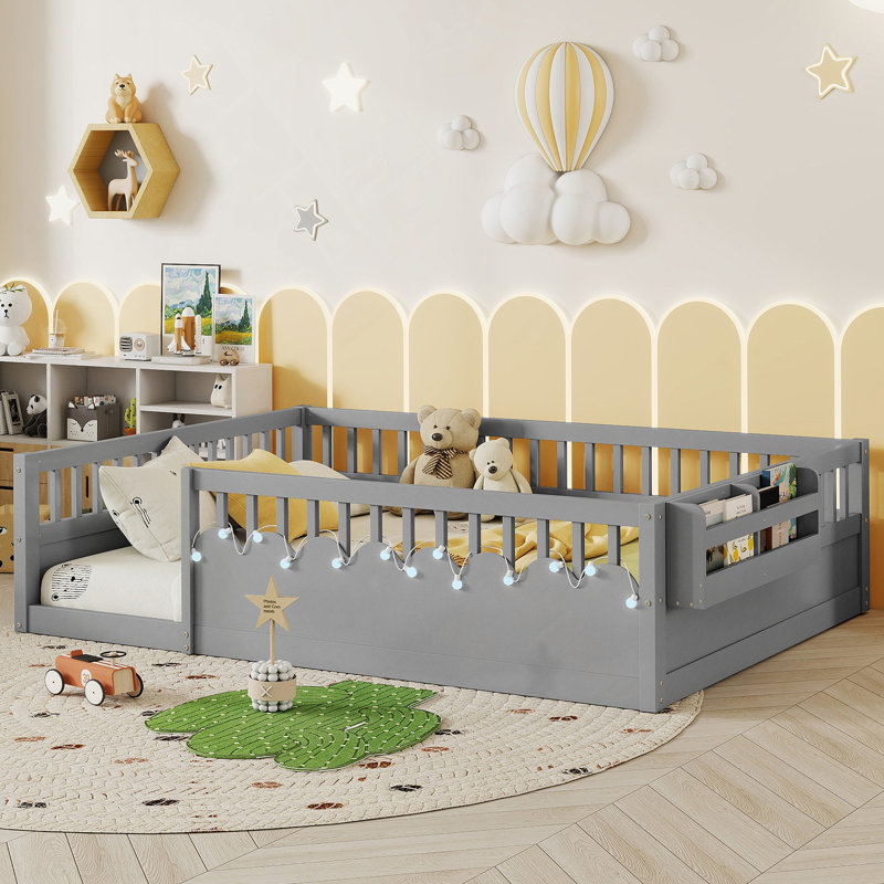 Structure de lit Montessori, Gris, Lit double