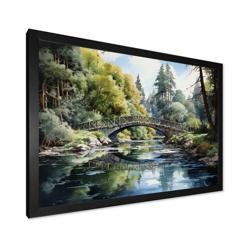 «Bellegarde Green Bridge Serene Arch I», reproduction sur toile, H 34 po x l 44 po x P 1,5 po, Cadre simple noir
