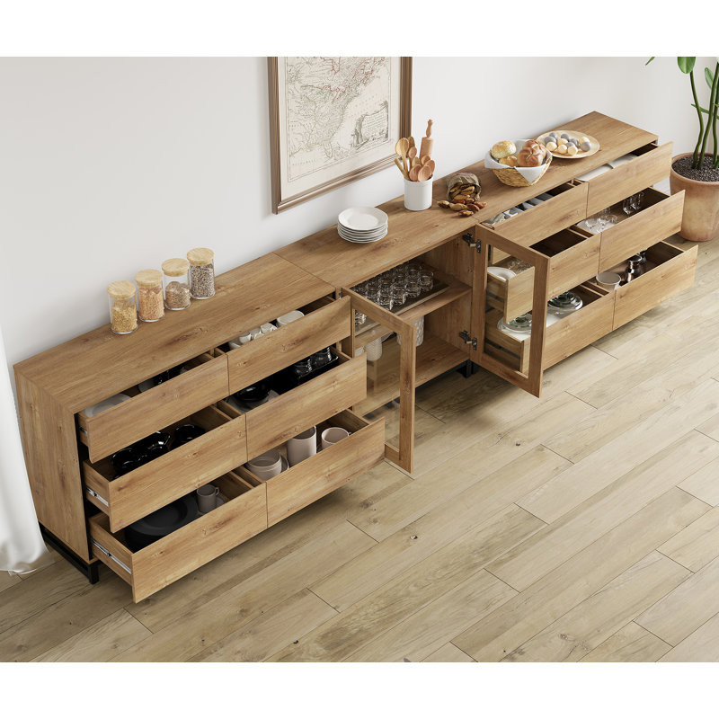 Commode avec portes en verre, commode moderne 3 en 1 avec tablettes réglables et 12 tiroirs, organisateurs de garde-robe pour chambre à coucher