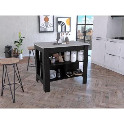 Îlot de cuisine, quatre pieds, trois tablettes