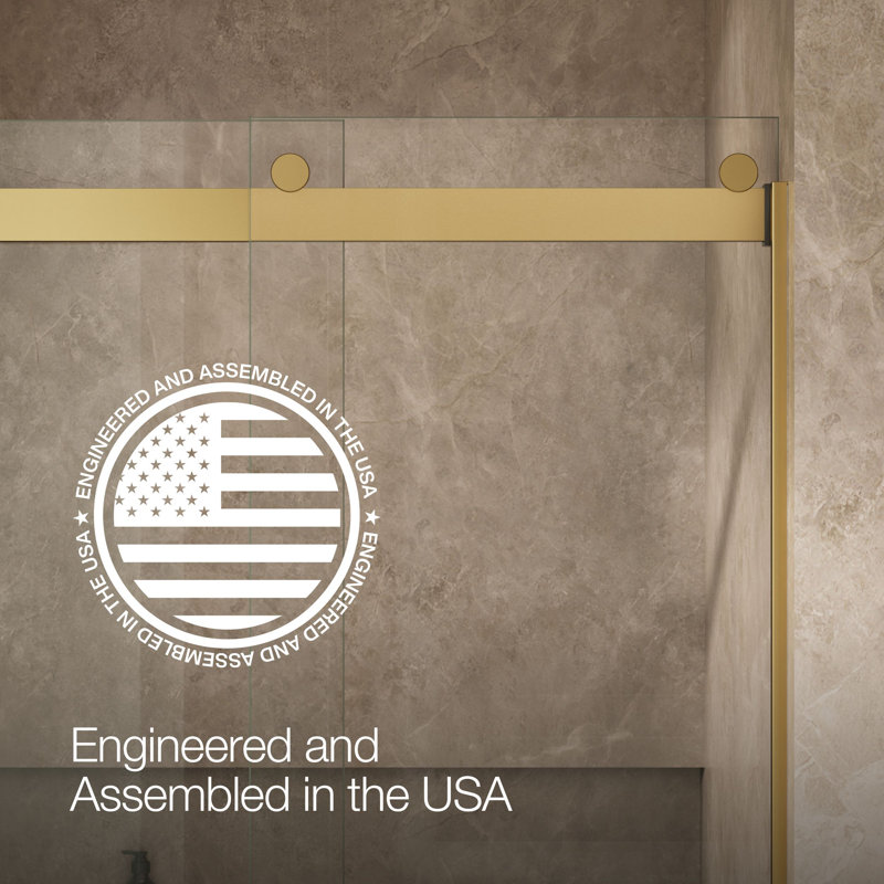Levity Plus Less Sliding Shower Door, 81-5/8 In. H X 44-5/8 - 47-5/8 In. W, With 3/8 In.-Thick Crystal Clear Glass, Bronze