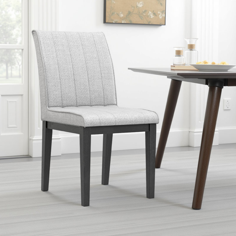 Ensemble de 2 chaises d'appoint de salle à manger Vécy, tissu gris Channel, noir rétro