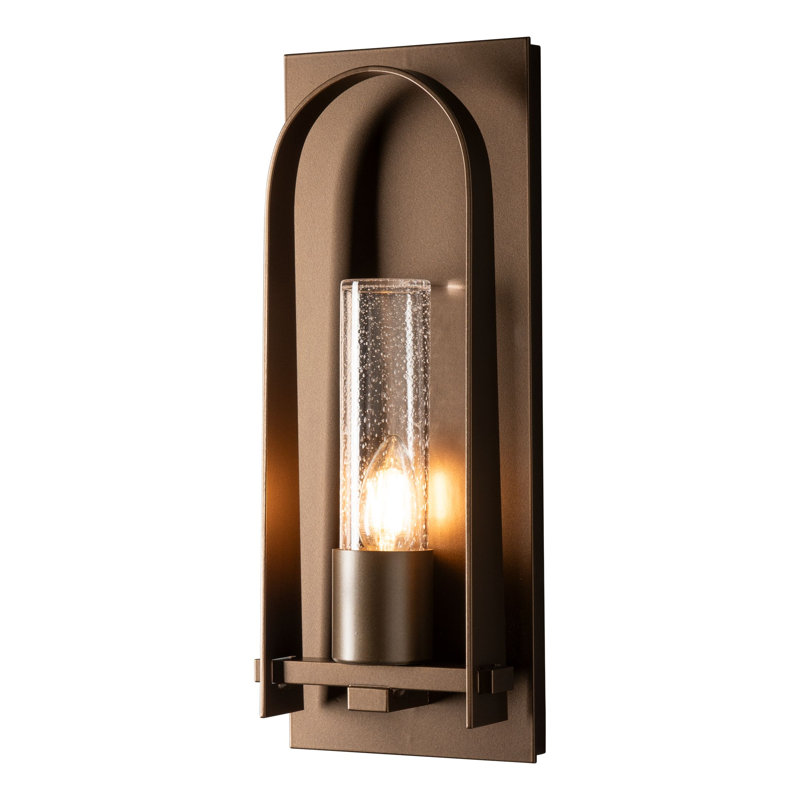 Triomphe Aluminum Wall Light, 16" H x 6.3" W x 3.2" D, Coastal Bronze, Seeded Clear