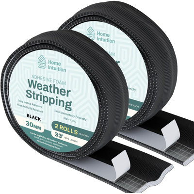 396 Inch Weather Stripping Window Door Seal Strip 33 Feet Self Stick Weatherstrip Gap Draft Blocker, Black