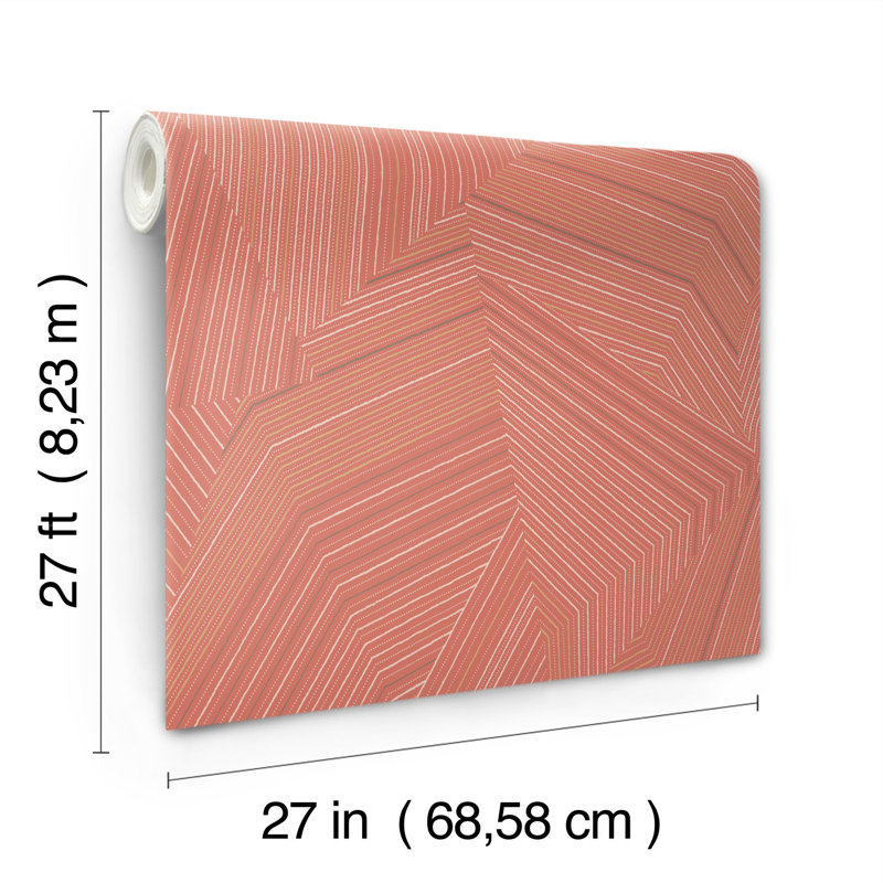 Geometric Metallic Wallpaper Roll, Desert Red