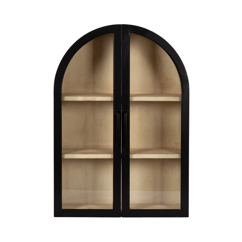 Armoire arquée en bois pour rangement mural, Noir / brun