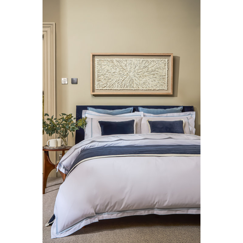 Beaumont Duvet Cover Set, King Duvet Cover + 2 Standard Pillowcases, White/Pale Blue