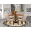 5-piece Dining Room Set included a dining table and 4 Light Tan Linen Fabric Fabric dining room chair with Padded Back - Antique Walnut-1943821049