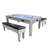 Rack Luxor 7.5-Foot 4-In-1 Multi-Game Swivel Billiard/Pool Table (Blue Felt With 2 Bench)