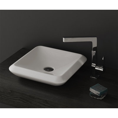 CeraStyle By Nameeks More 16.34'' Glossy White Ceramic Square Bathroom Sink with Overflow