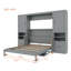 Grand lit escamotable mural avec placard, tiroirs et tablettes - Grand lit et bureau d'invité, gris-1670990366