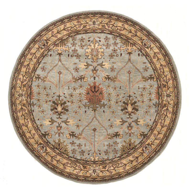 Hand Tufted Wool Floral Area Rug in Blue, 5' x 8'