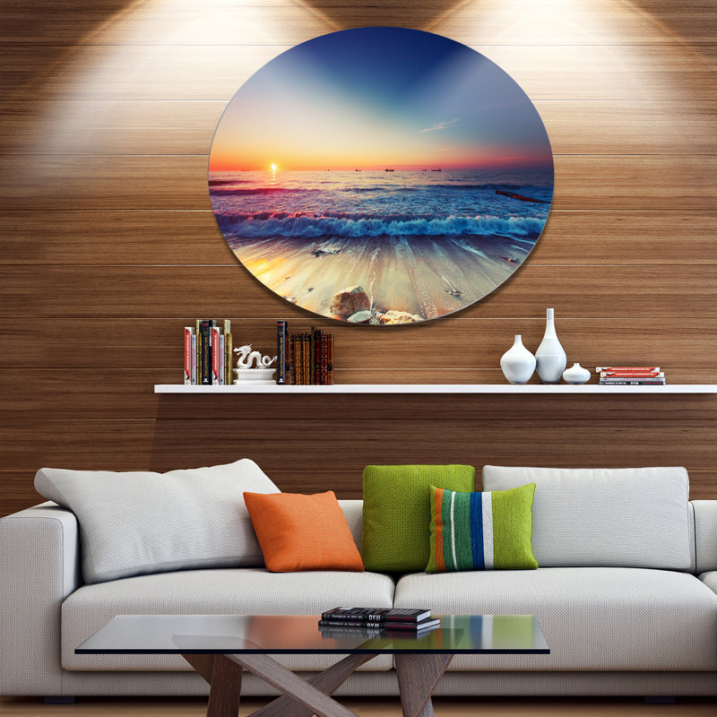 « belle soleil », reproduction de photo sur métal à partir de bleu marine, H 23 po x l 23 po x P 1 po