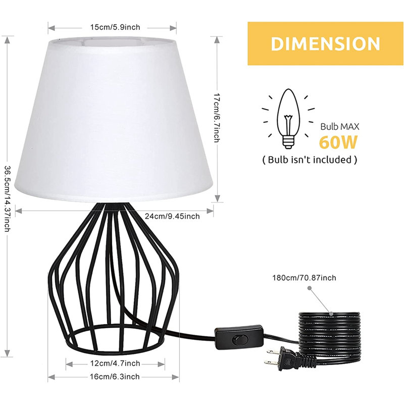 Lampe de table noire 14,4 po Wyndell