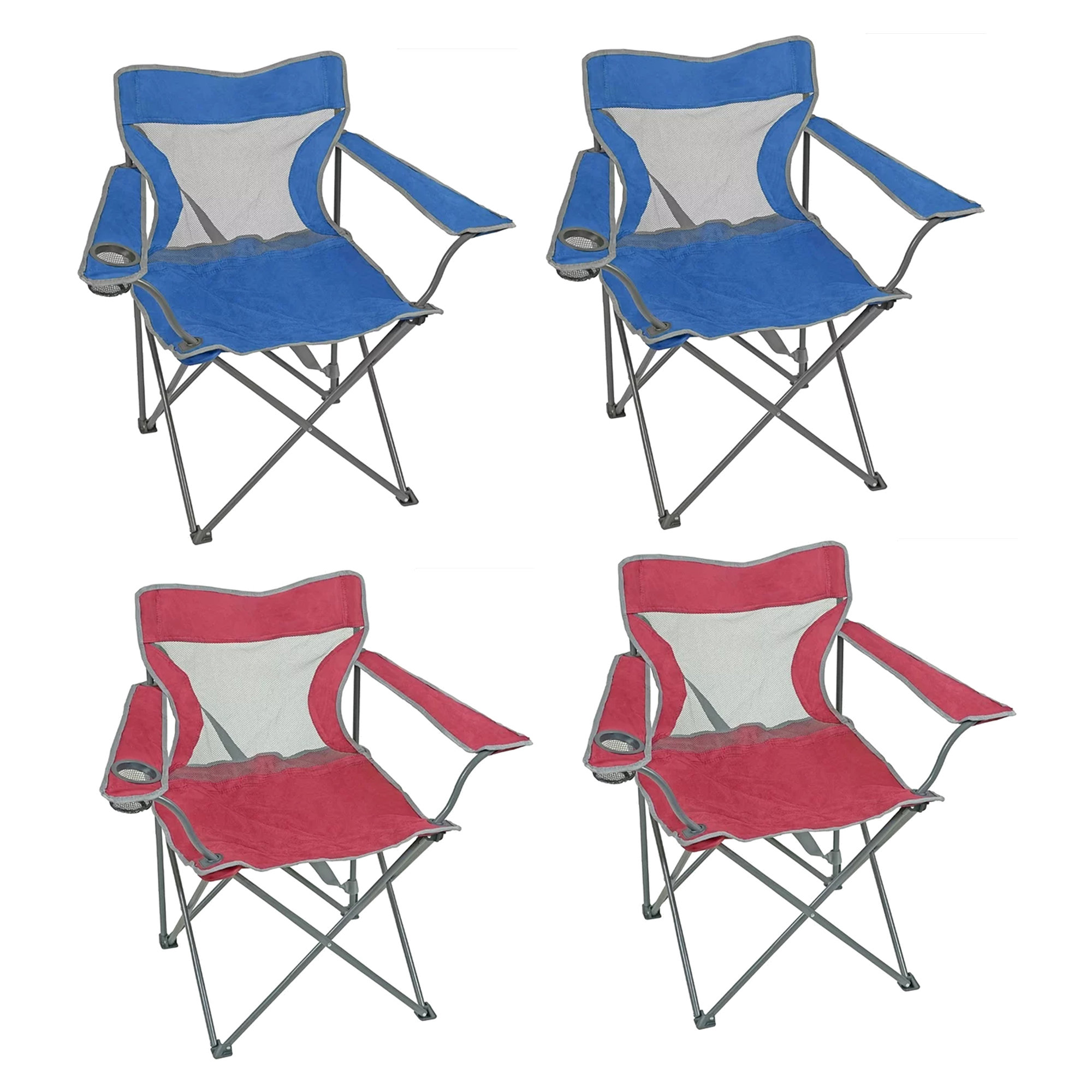 Four Seasons Courtyard Folding Outdoor Quad Lounge Chairs, Pack
