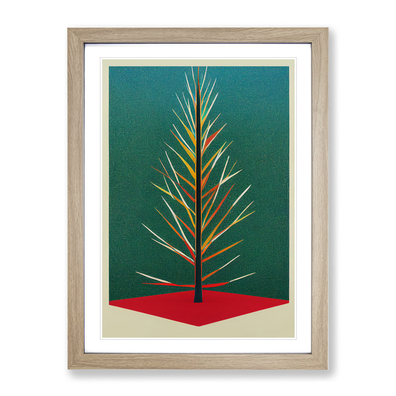 Retro Tree No.1 - Framed Print, 64cm H x 46cm W x 2cm D, Oak Framed