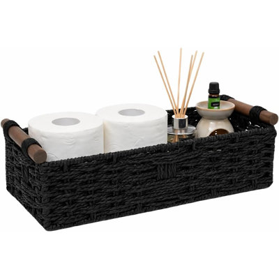 Panier de rangement noir pour réservoir de toilette, rangement pour salle de bain derrière les toilettes