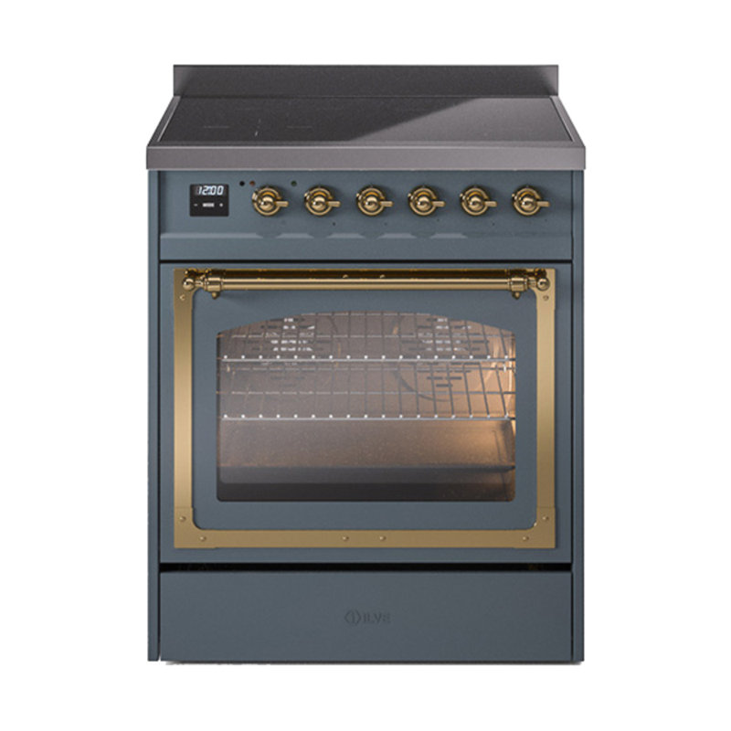 ILVE Nostalgie II Noblesse 30 in Induction Range, Blue Grey/Brass