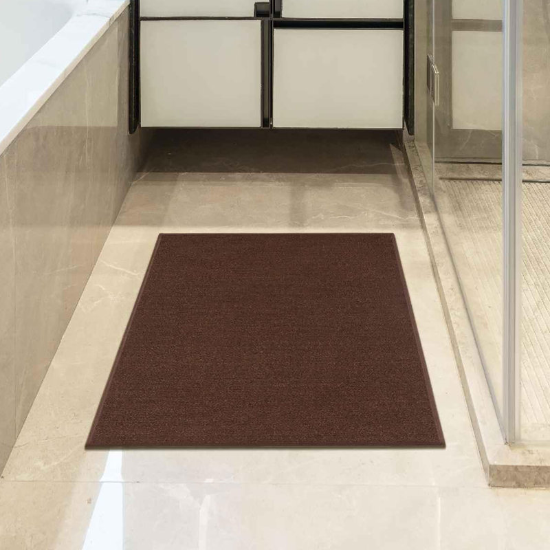 Ottohome Brown Entryway Mat, Rectangle 2'3" x 3', Brown
