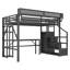 Lit mezzanine LuminaLoft en métal pour enfants avec bureau et borne de recharge-134083570