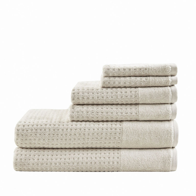 Ensemble 6 serviettes de bain en coton antimicrobien, Taupe