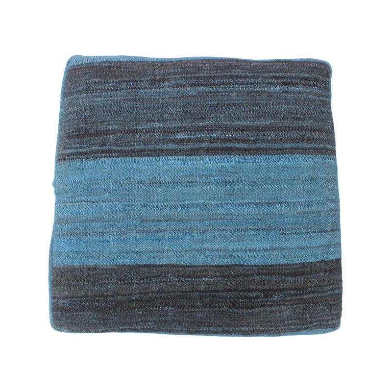 Repose-pieds standard rayé 16 po Ames, Laine bleue Sanaz