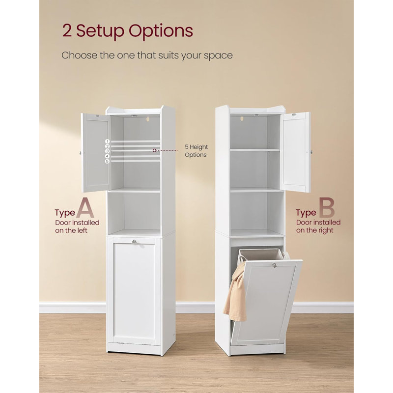 High Bathroom Cabinet With Laundry Basket