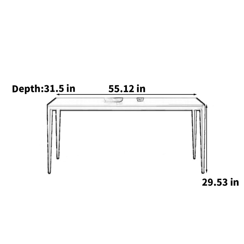 Table rectangulaire rectangulaire rétro, H 29,53 po x L 55,12 po x l 31,5 po