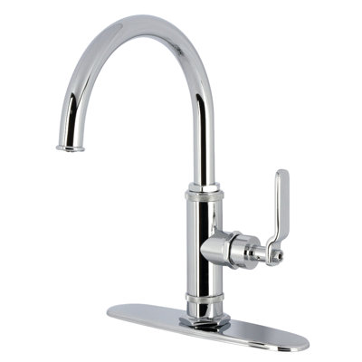 Kingston Brass Whitaker Single-Handle Deck Mount Kitchen Faucet with Brass Sprayer
