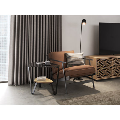 Dino Glass Top End Table with Storage