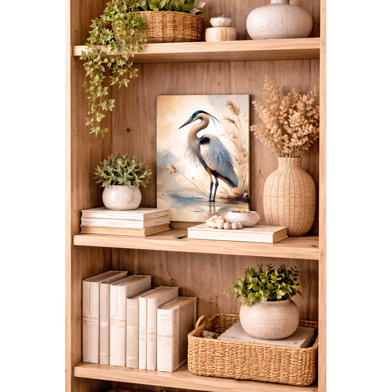 «Elegant Blue Heron», reproduction d'art sur toile, H 16 po x l 12 po x P 1 po