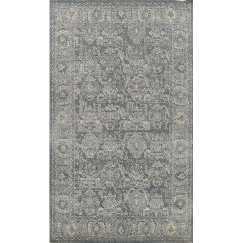 Tapis bleu clair / ivoire en laine Ziegler