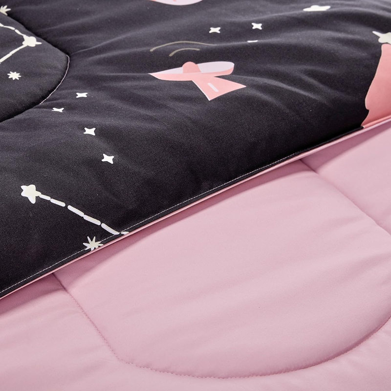 Ensemble de literie pour enfants Space Rocket, Pink Galaxy Pink/Black, Lit simple