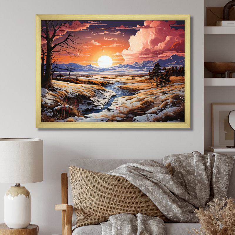 " Sky Celestial Symphony Pastoral ", 30" H x 40" W x 1.5" D, Gold Single Picture Framed