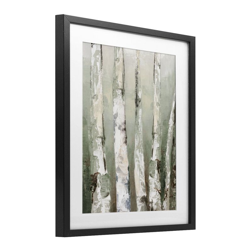 «Looming Birch Forest», reproduction encadrée sous verre, conception de Luna Mavis, H 16 po x l 13 po, Cadre noir minuit