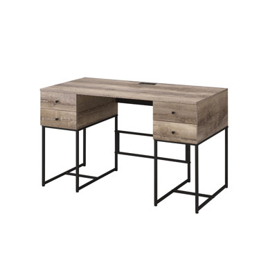 Rustic Style Desk With Oak Finish And Availability Feature Stylish Writing Ample Storage Options