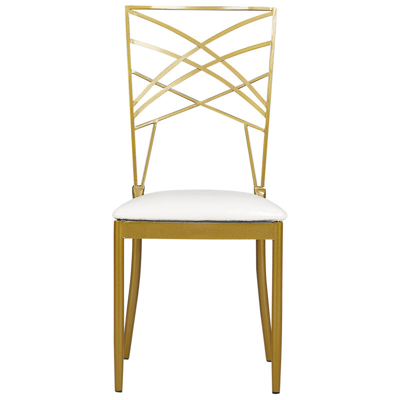 Damajae 45cm H Upholstered Ladder Back Side Chair, Gold