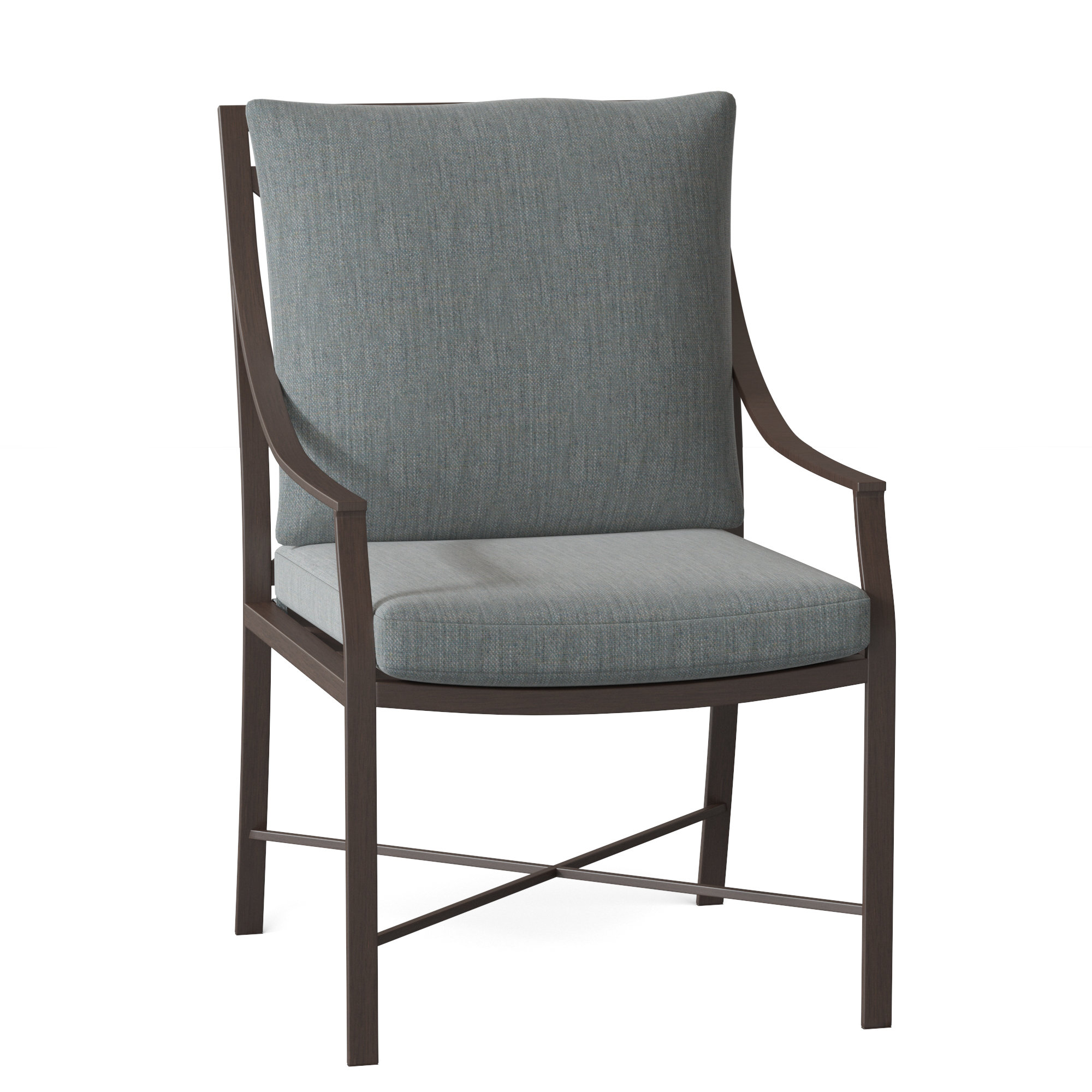 Monaco Outdoor Arm Chair, Welt, Rollo Silver InsideOut® Linen, Slate Gray