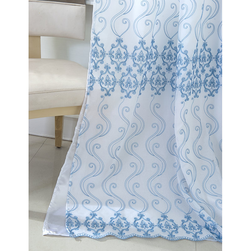 Colbert Semi Sheer Curtain Single Panel, Blue