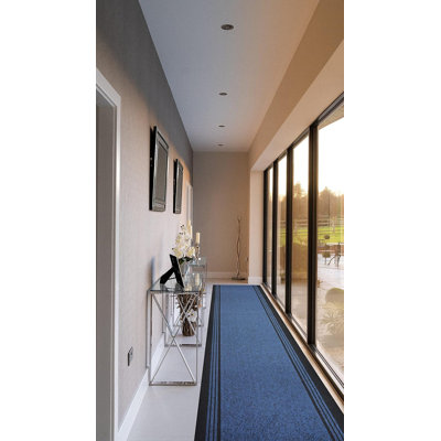 Piers Custom Size Non-Slip Washable Striped Dark Blue & Black Design Rug for Outdoor Places by Feet