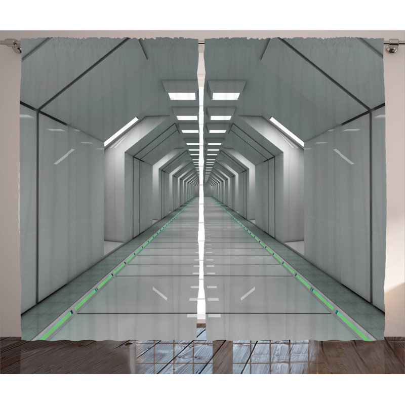 Futuristic Semi-Sheer Rod Pocket Curtain Panels, 54" x 108"
