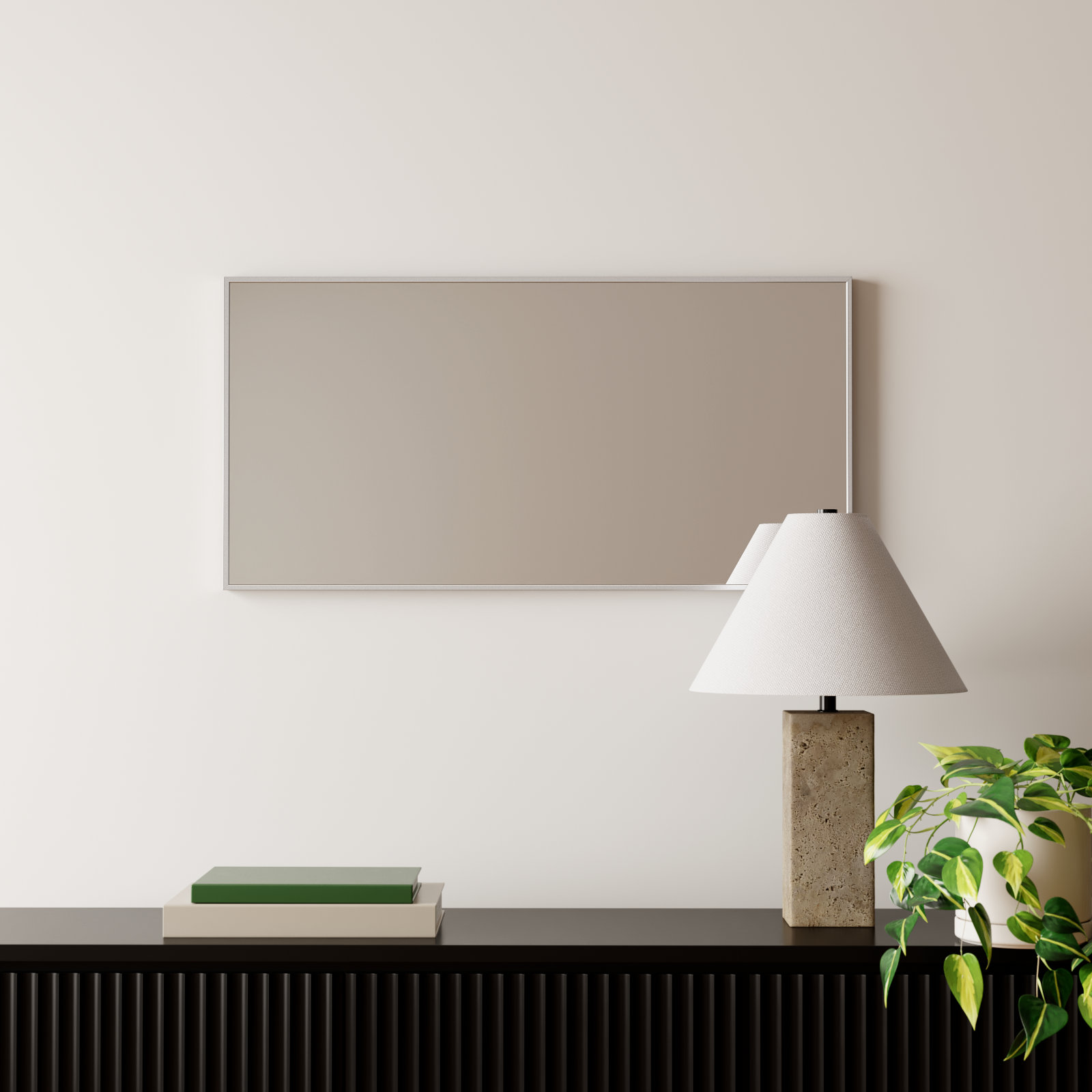 Sabine Metal Rectangle Wall Mirror, 36" x 18", Brass
