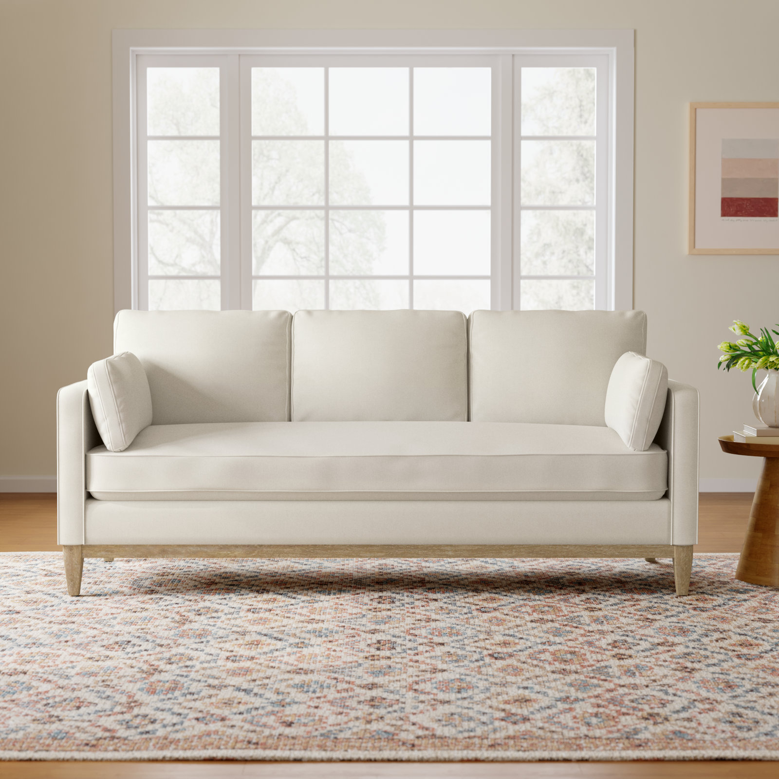 Pera 84'' Upholstered Sofa, French Beige Velvet